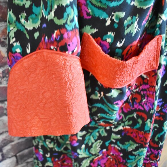 Victorias Secret Medium Gold Label Floral Satin Full Length Robe Pockets Belt - Picture 4 of 12